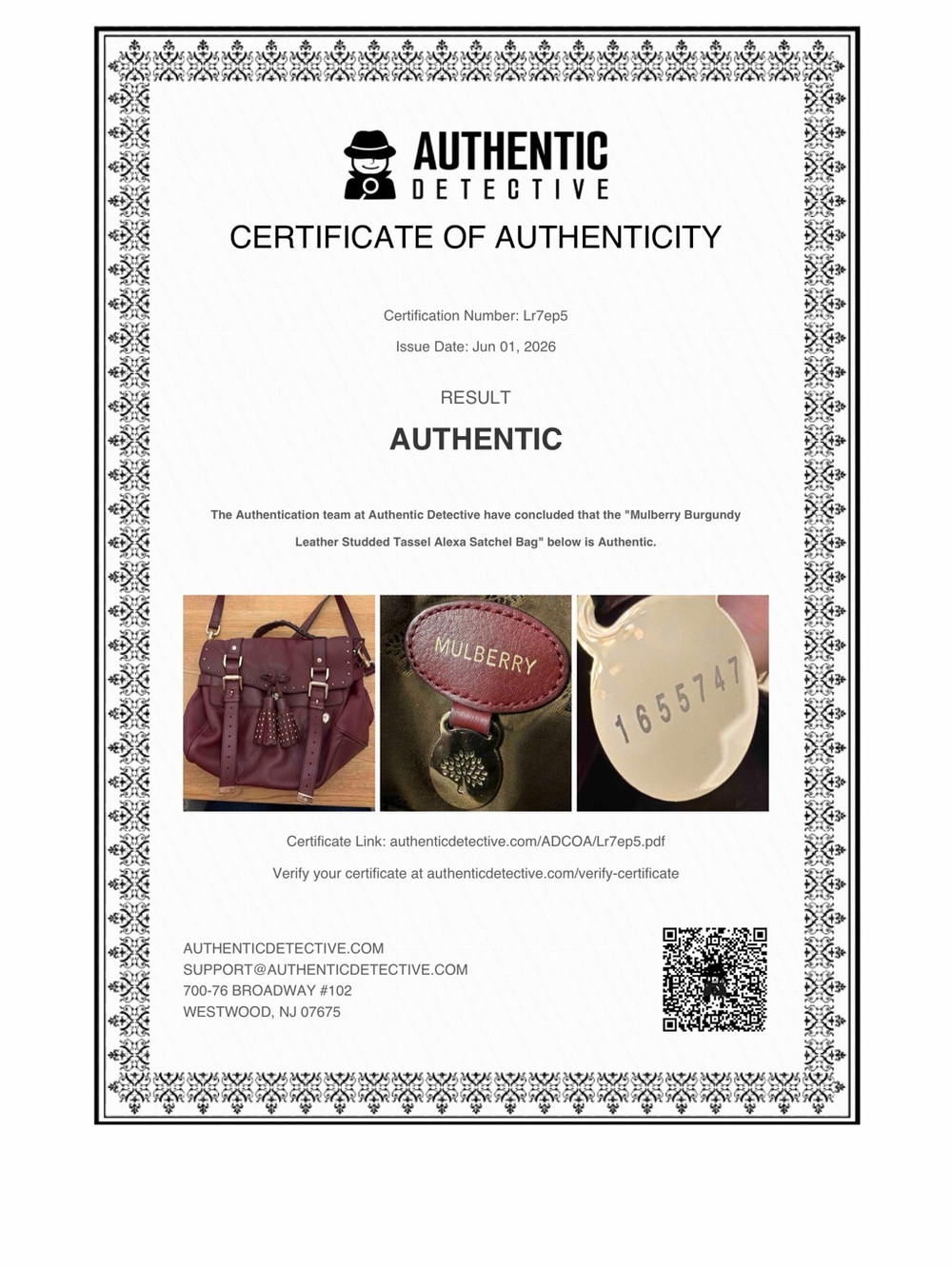 Mulberry Alexa Studded Tassel Satchel Bag Oxblood Burgundy Soft Buffalo Leather - Picture 16 of 16